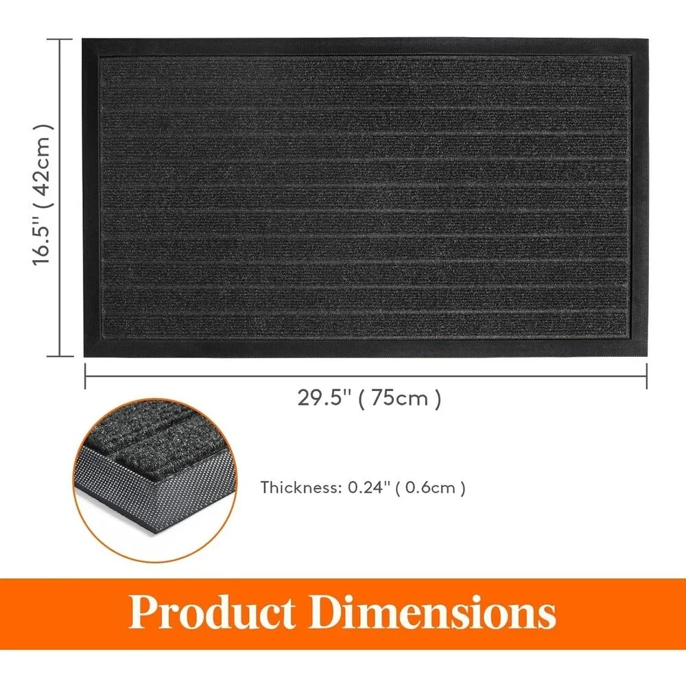 2-Pack Indoor Door Mat Heavy Duty Non Slip Rubber Backing Doormat 29.5